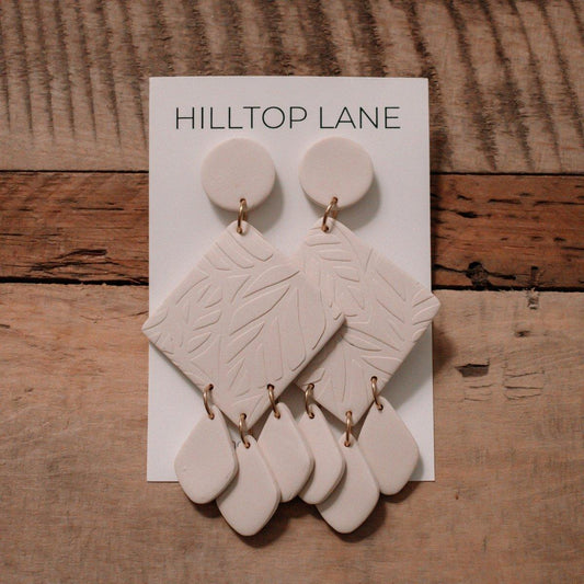 Phyllis | Beige Boho Geometric Textured Earrings - Hilltop Lane Boutique