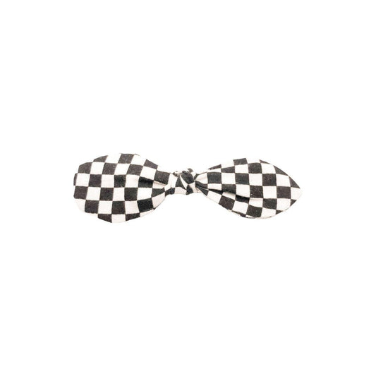 Black and White Checkered Knotted Hair Bows - Hilltop Lane Boutique