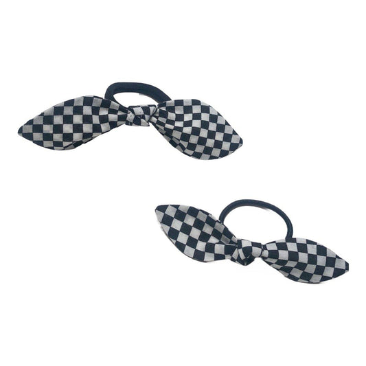 Black and White Checkerboard Top Knot Ponytail Holder - Hilltop Lane Boutique