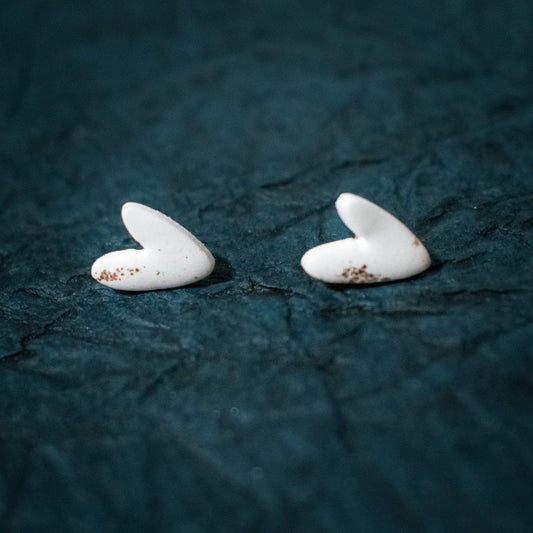 Dainty White Heart Clay Stud Earrings - Hilltop Lane Boutique
