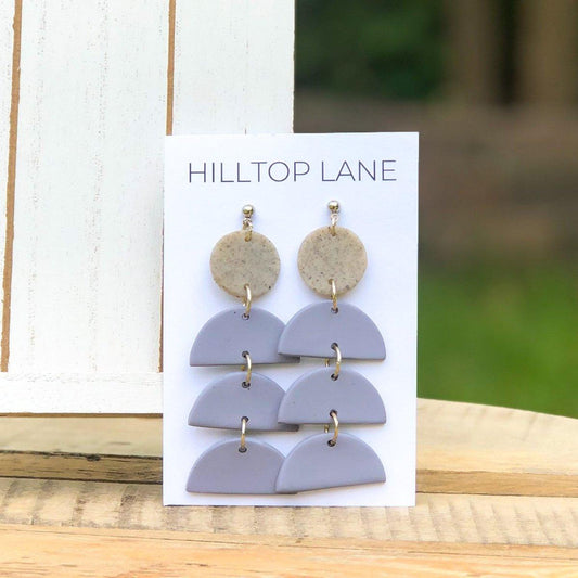 Dusty Blue Semi-Circle Clay Earrings - Hilltop Lane Boutique