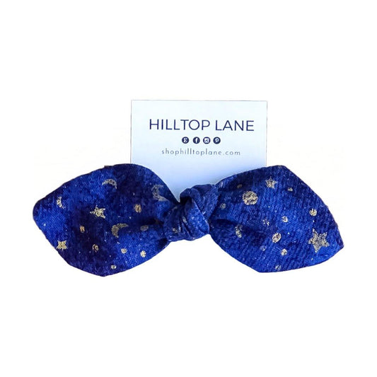 Moon and Stars Handmade Fabric Hair Bows - Hilltop Lane Boutique