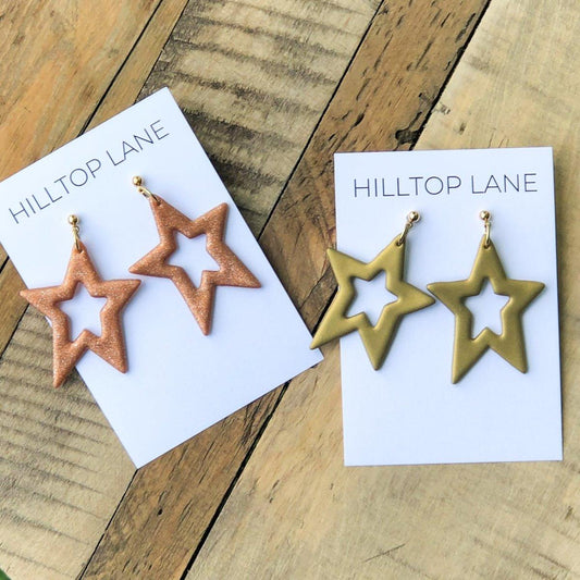 Star Glitter Clay Statement Earrings - Hilltop Lane Boutique