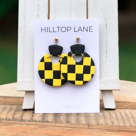 Pittsburgh Steelers Black and Yellow Checkerboard Earrings