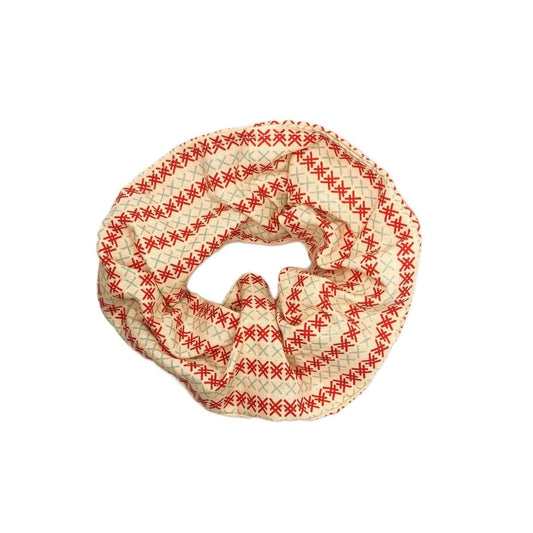 Beige and Red Scrunchies - Hilltop Lane Boutique