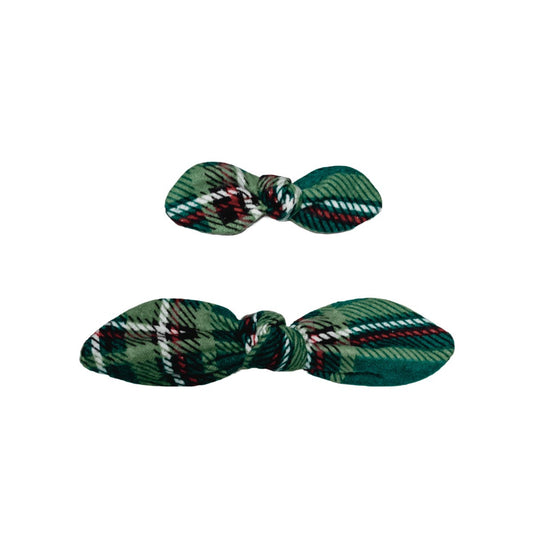 Mad for Plaid (Pine) Fabric Handmade Knotted Bows - Hilltop Lane Boutique