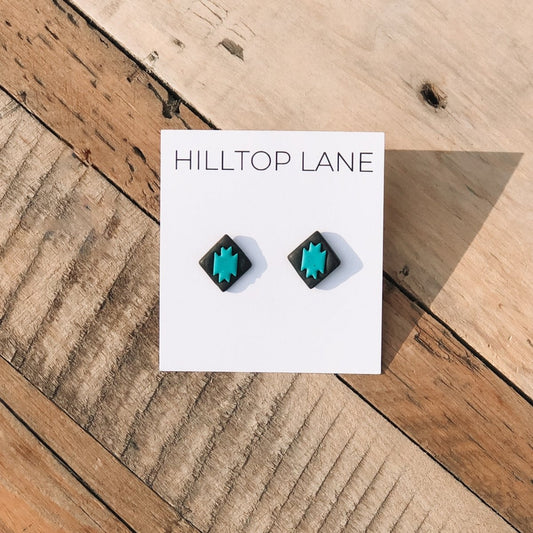 Black and Turquoise Southwestern Stud Earrings