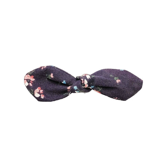 Navy Floral Knotted Handmade Hair Bows - Hilltop Lane Boutique