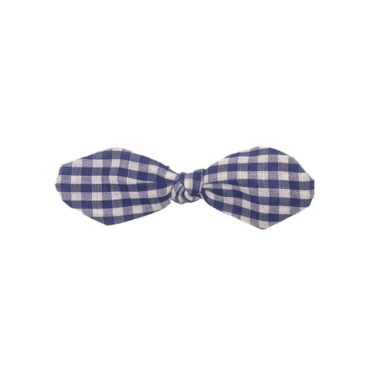 Navy Gingham Knotted Handmade Hair Bows - Hilltop Lane Boutique