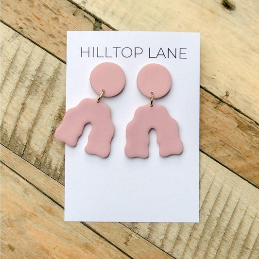 Kathy | Pink Scalloped Rainbow Clay Earrings - Hilltop Lane Boutique