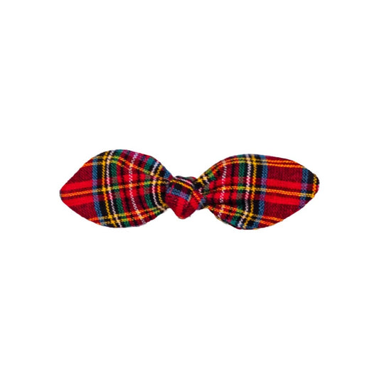 Holiday Plaid Fabric Handmade Knotted Bows - Hilltop Lane Boutique