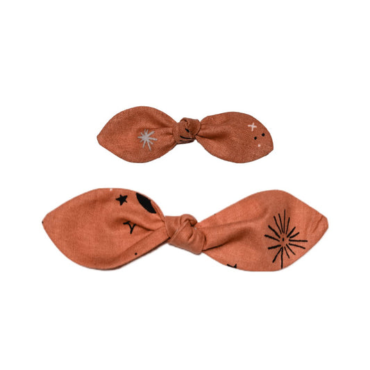 Spellbound Orange Handmade Fabric Knotted Bows - Hilltop Lane Boutique