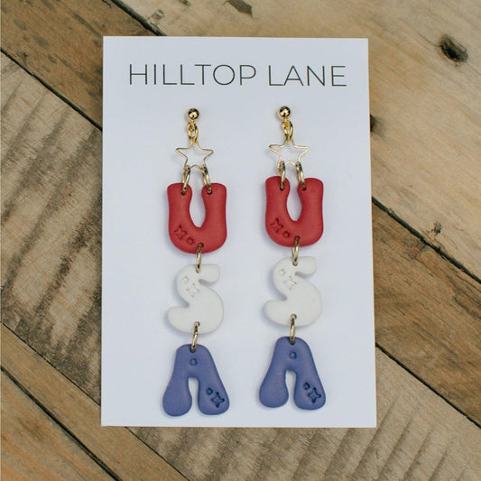 USA Patriotic Earrings - Hilltop Lane Boutique